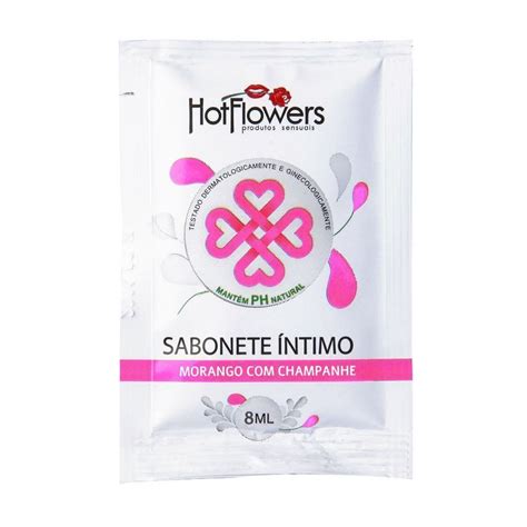 Sabonete Intimo Morango Champanhe sachê ml Kit Unid Distribuidora Hot Flowers