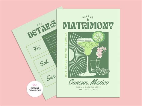 Margs And Matrimony Bachelorette Itinerary Bach Weekend Itinerary