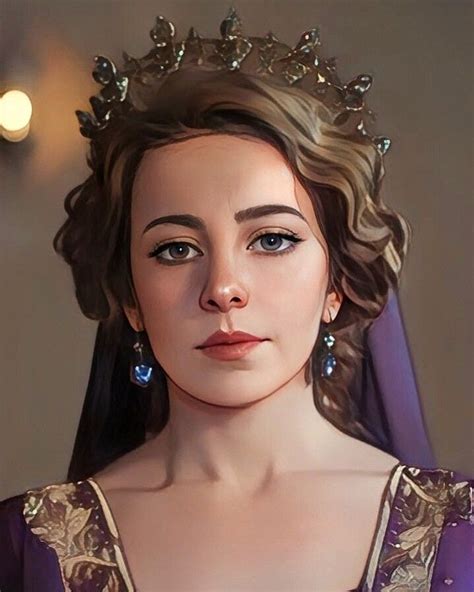 A Painting Of A Woman Wearing A Purple Dress And Tiara With Pearls On