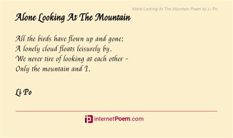 Alone Looking At The Mountain Poem By Li Po