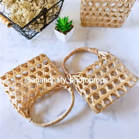 Jual Keranjang Bambu Mini Tas Anyaman Mini Kecil Hampers Parcel Lebaran