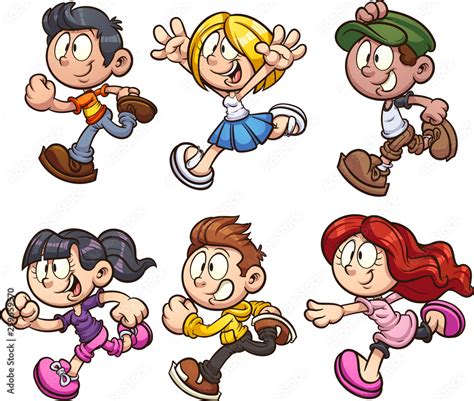 Vetor De Cartoon Kids Running Clip Art Vector Illustration With Simple