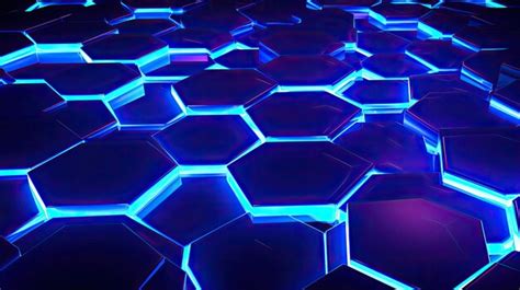 Premium Ai Image Background With Neon Blue Hexagons Arranged In A