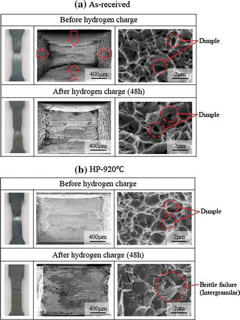 Sem Images Of The Fracture Surfaces After The Tensile Tests For The