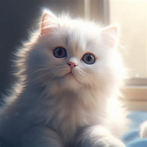 Un Gato Blanco Con Ojos Azules Y Nariz Rosada Foto Premium