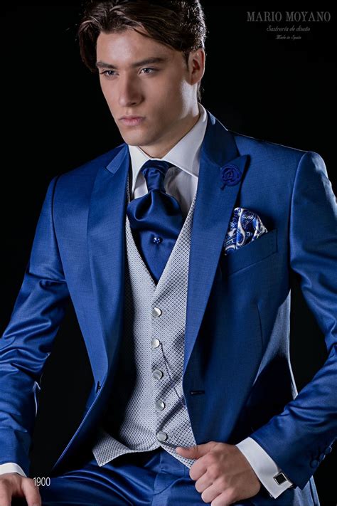 Traje De Novio Azul Royal Fresco Lana Mario Moyano Costume Mariage