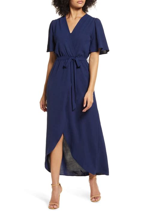 Fraiche By J Flutter Sleeve Faux Wrap Maxi Dress Nordstrom Maxi