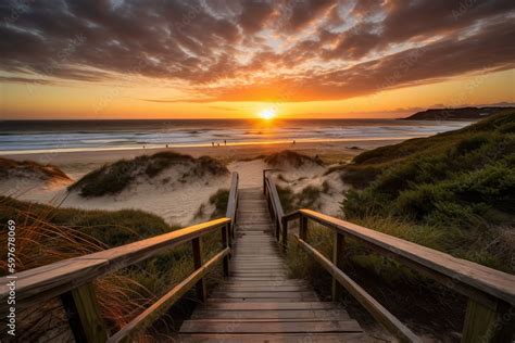 Outer Banks Beach Sunrise Over Ocean Stunning Scenic Landscape