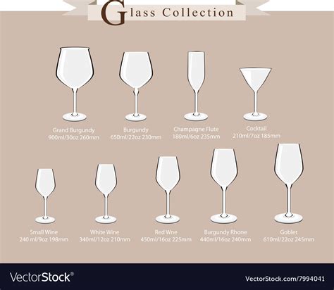 Cocktail And Wine Glasses Diagram Royalty Free Vector Image