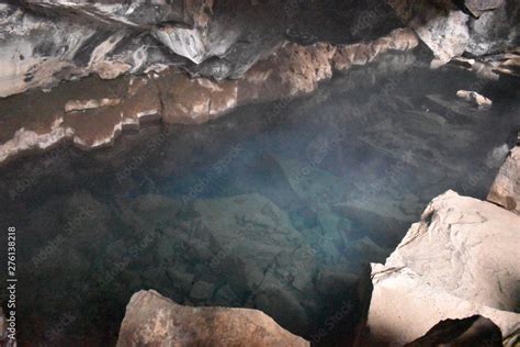 Beautiful blue grotto Grotagja Cave in Myvatn, Iceland Stock Photo ...