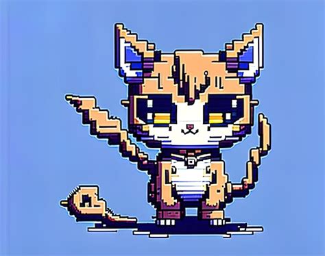 Un Pixel Art D Un Chat Avec Une Queue Et Une Queue Photo Premium