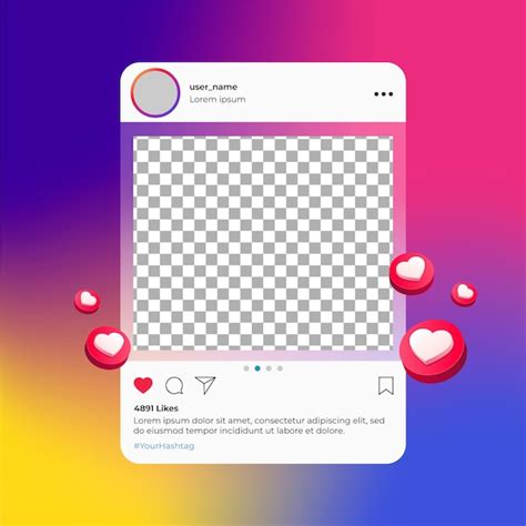 Instagram Feed Template With Transparent Background Vector Png