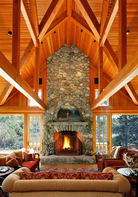 47 Extremely Cozy And Rustic Cabin Style Living Rooms Cabin Fireplace