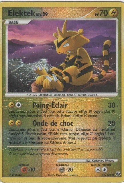 Elektek Reverse carte Pokémon 81 130 Pokémon Série Diamant et Perle