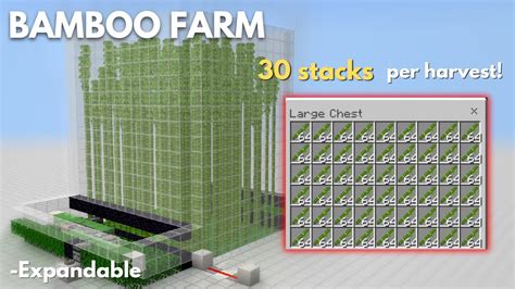 Minecraft Bedrock Easy BAMBOO Farm Tutorial 30 Stacks Per Harvest