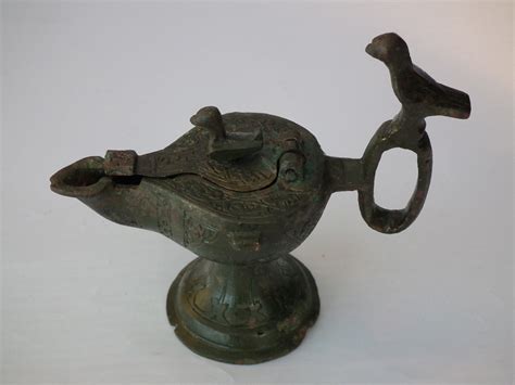 Antique Medieval Islamic Bronze Oil Lamp Khorasan Seljuk Seljuq Turks