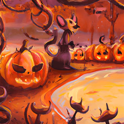 Watercolour Painting Of A Halloween Scene With Pumpkins Creative Fabrica