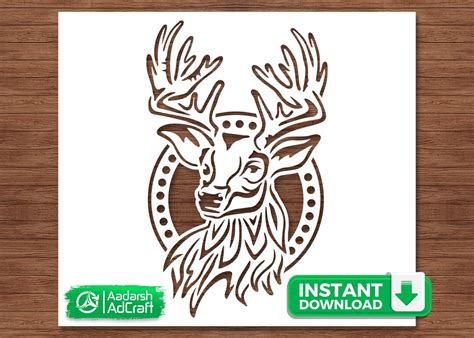 Elk Head Detailed Art Stencil Svg Dxf Digital Instant Download Elk