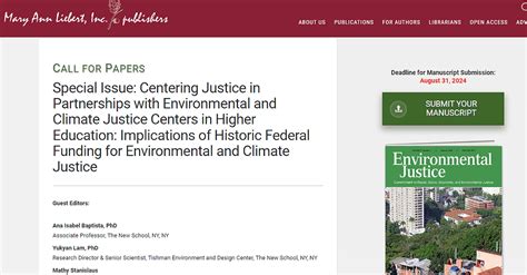 Call For Papers Environmental Justice