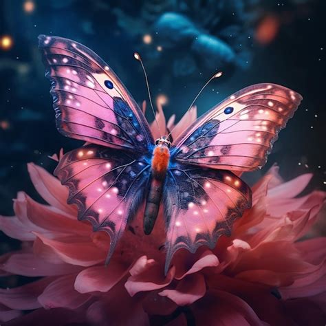 Premium Photo Brightly Colored Butterfly Sitting On A Pink Flower