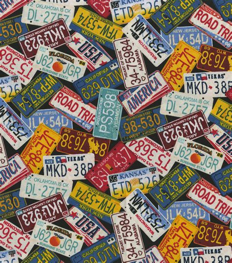 Novelty Cotton Fabric State License Plates Joann