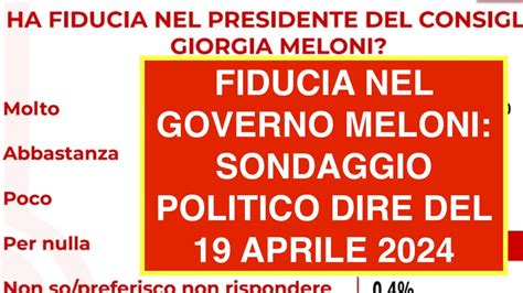 FIDUCIA NEL GOVERNO MELONI SONDAGGIO POLITICO TECNÈ DEL 19 APRILE 2024