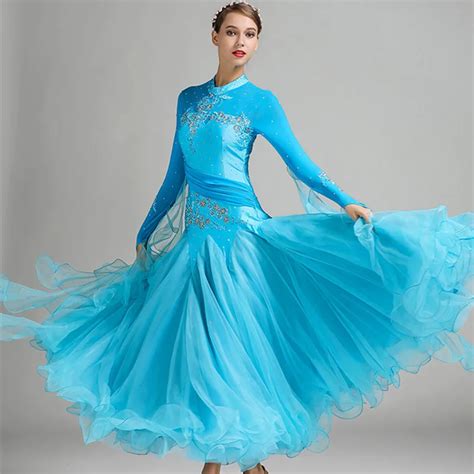 Colors Red Blue Ballroom Dance Competition Dresses Waltz Dance Dress