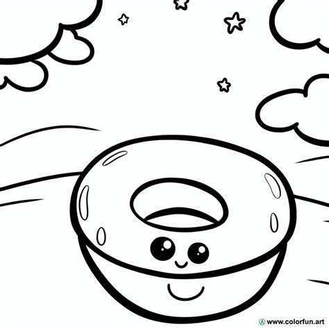 Coloriage d un donut mignon à Télécharger ou à Imprimer gratuitement