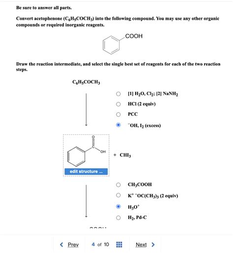 Solved Convert Acetophenone C6h5coch3 Into The Following