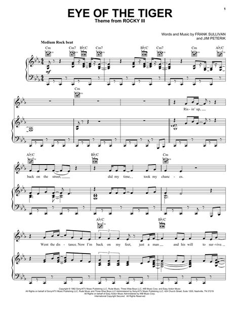 Eye Of The Tiger by Survivor Sheet Music for Piano, Vocal & Guitar