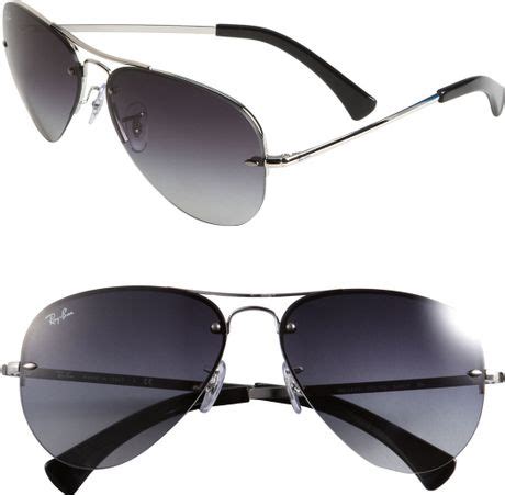 Ray-ban 59Mm Semi Rimless Aviator Sunglasses in Gray (silver) | Lyst