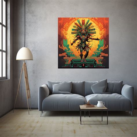 Aztec God of Sun Mayan Wall Art Aztec Digital Print Mythological ...