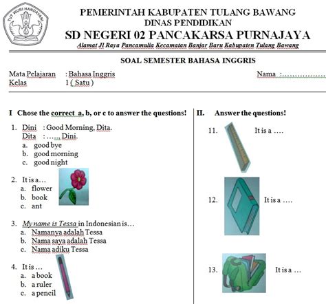 Soal Bahasa Inggris Kelas Sd Mi Kurikulum Merdeka Unit What Are Hot