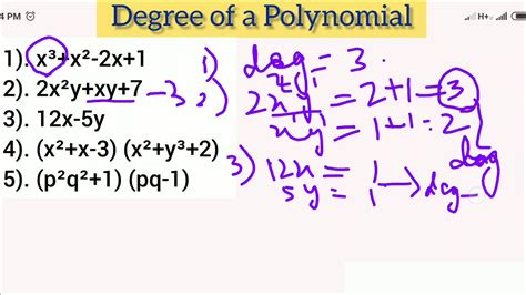 Degree Of A Polynomial Class 8 To 10 Youtube