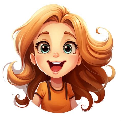 Cartoon Girl With Long Hair And Big Eyes Premium AI Generated Image