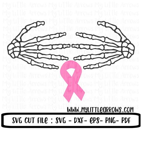 Breast Cancer Awareness Svg Skeleton Grabbing Hands Svg Etsy