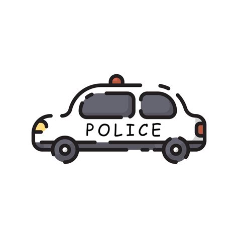 Cute White Police Car Flat Design Cartoon For Shirt Poster T Card