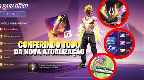 CONFERINDO TUDO DA NOVA ATUALIZAÇÃO OB44 DO FREE FIRE CONFIRA TODAS AS