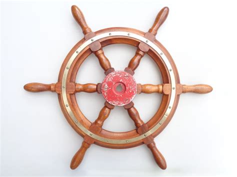 Teak Wood Steering Wheel With Brass Mounts Catawiki