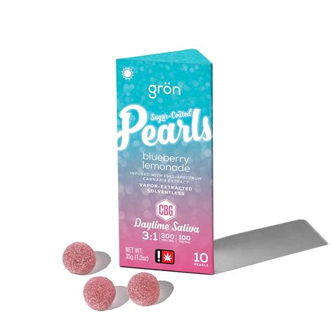 3 1 Blueberry Lemonade Pearls Daytime Sativa 150mg Cbg 50mg Thc Grön Pearl Gummies Jane