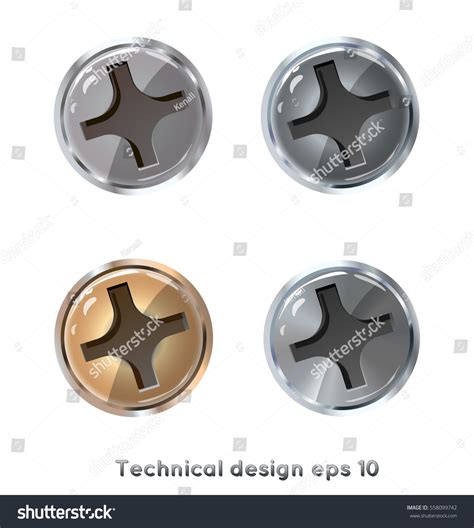 Screw Heads Vector Drawing Isolated On Stock Vector (Royalty Free) 558099742 | Shutterstock