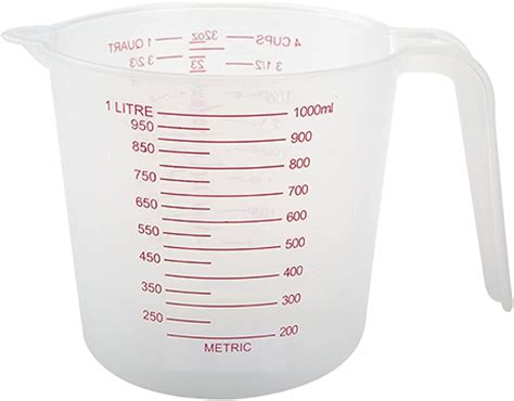 L Clear Plastic Measuring Jug With Measurements Displayed In Ml Cl