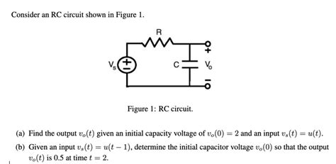 SOLVED Consider An RC Circuit Shown In Figure 1 Vo Figure 1 RC