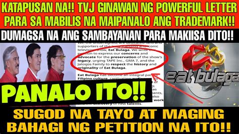 Eat Bulaga Katapusan Na Tvj Ginawan Ng Powerful Letter Para Sa Mabilis