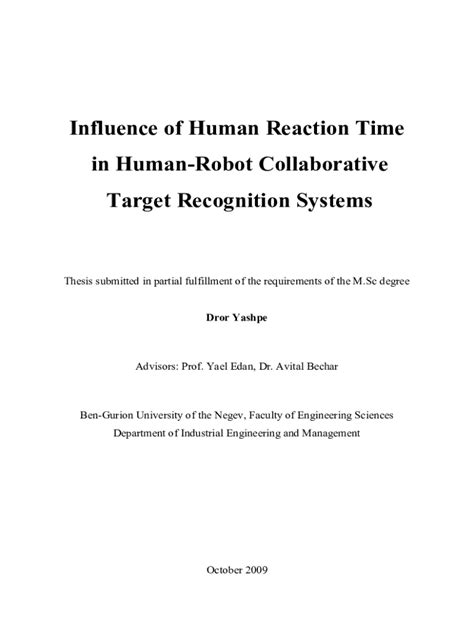 Fillable Online Influence Of Human Reaction Time In Human Robot Fax