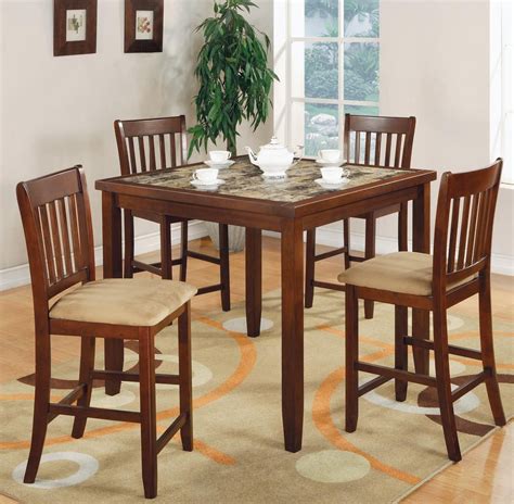 Normandie Cherry 5 Pcs Counter Height Dining Room Set From Coaster 150154 Coleman Furniture