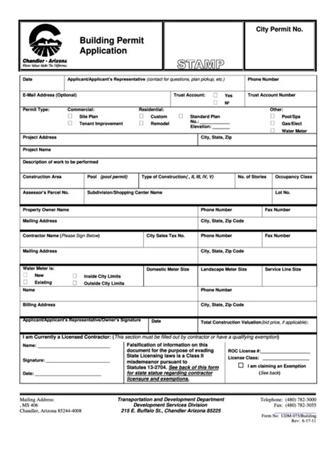 Printable Building Permit Form