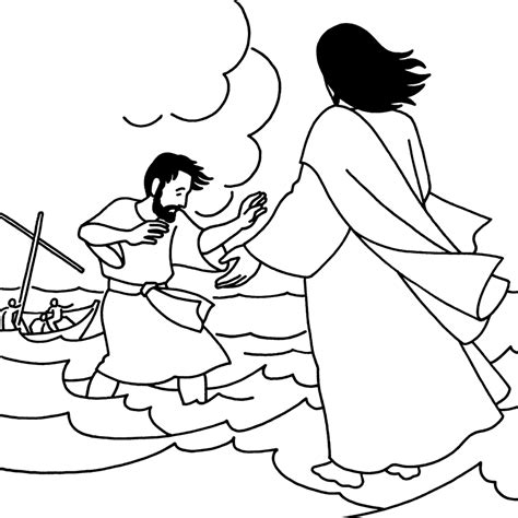 Peter And Jesus Walk On Water Drawing Clip Art Library