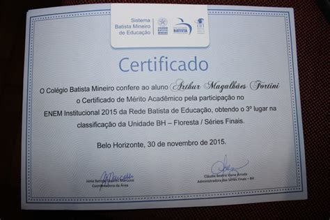 Alunos recebem premiação do Enem Institucional 2015 Blog Rede Batista