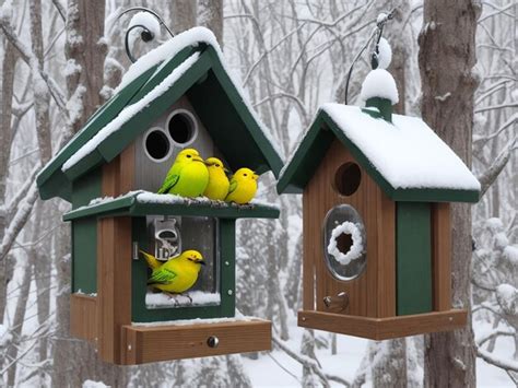 Premium AI Image | bright bird feeder in winter